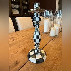 MacKenzie-Childs Courtly Check Large Enamel Candlestick